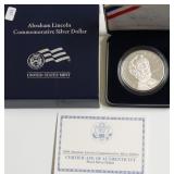 PROOF LINCOLN SILVER DOLLAR W BOX PAPERS