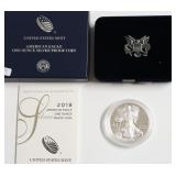 2018 PROOF SILVER EAGLE W BOX PAPERS