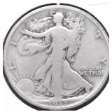 1917 D WALKING HALF DOLLAR VG