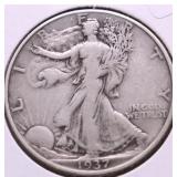 1937 WALKING HALF DOLLAR XF
