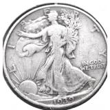 1939 WALKING HALF DOLLAR XF