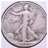 1941 D WALKING HALF DOLLAR XF