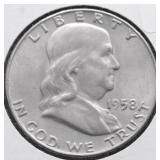 1958 D GEM BU FRANKLIN HALF DOLLAR