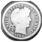 1905 S BARBER DIME G