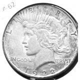 1922 PEACE DOLLAR XF