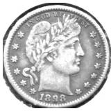 1898 BARBER QUARTER VF