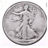 1921 D WALKING HALF DOLLAR VG PQ