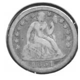 1851 SEATED DIME F