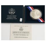 KOREAN WAR SILVER DOLLAR W BOX PAPERS