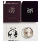 1990 PROOF SILVER EAGLE W BOX PAPERS