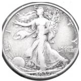 1937 S WALKING HALF DOLLAR XF