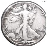 1939 D WALKING HALF DOLLAR F