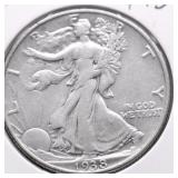 1938 WALKING HALF DOLLAR XF