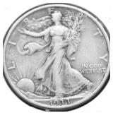 1933 S WALKING HALF DOLLAR XF