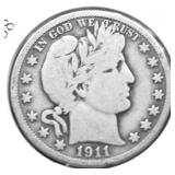 1911 BARBER HALF DOLLAR VG
