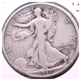 1917 S WALKING HALF DOLLAR F