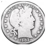 1902 BARBER HALF DOLLAR VG