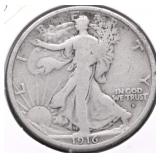 1916 D WALKING HALF DOLLAR VG