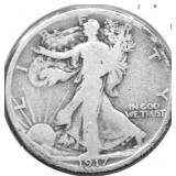 1917 S WALKING HALF DOLLAR VG