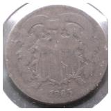 1865 TWO CENT PIECE VG