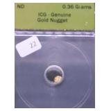 .36 GRAMS CERTIFIED GOLD NUGGET