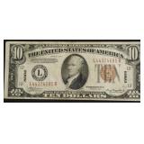 1934 10 $ WW2 HAWAII EMERGENCY NOTE VF