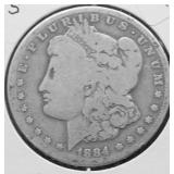 1884 S MORGAN DOLLAR VG