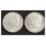 TWO 1964 KENNEDY HALF DOLLARS