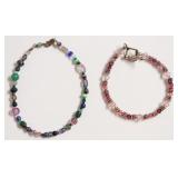 2 STERLING SILVER BEADED BRACELETS