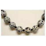 DALMATION JASPER GLASS BEAD NECKLACE