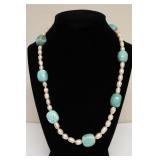 TURQUOISE AND PEARL NECKLACE