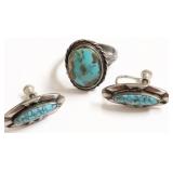 STERLING SILVER TURQUOIS EAR RINGS