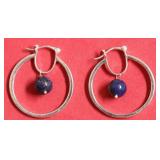 STERLING SILVER BLUE STONE EAR RINGS