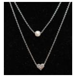 STERLING SILVER SINGLE PEARL HEART NECKLACE