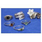 6 STERLING SILVER RINGS