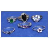 6 STERLING SILVER RINGS