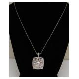 STERLING SILVER OPEN CUT PENDANT/NECKLACE