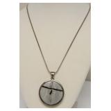 STERLING SILVER UNIQUE STONE PENDANT W/ NECKLACE