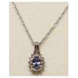 STERLING SILVER BLUE STONE PENDANT NECKLACE