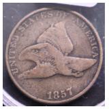 1857 FLYING EAGLE CENT VF