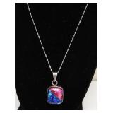 STERLING SILVER UNIQUE GLASS PENDANT