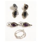 3 PAIRS OF STERLING SILVER EAR RINGS