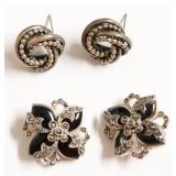 2 PAIRS STERLING SILVER EAR RINGS