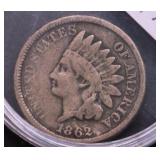 1862 INDIAN HEAD CENT F