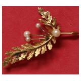 STERLING SILVER PEARL BRANCH BROACH