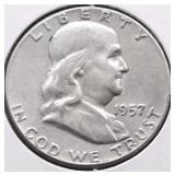 1957 FRANKLIN HALF DOLLAR XF