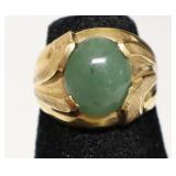 STERLING SILVER "GREEN JADE" RING