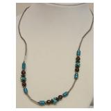 SILVER AND TURQUOISE  HAND MADE NECKLACE