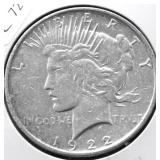 1922 D PEACE DOLLAR VF