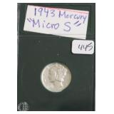 1943 MICRO S MERCURY DIME
